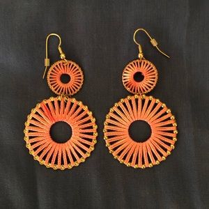 Pink Dangly Circle Earrings